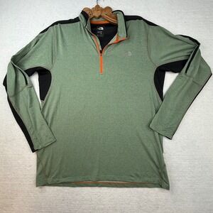 The North Face mountain athletic Mens Half Zip Pullover Green Large -sleeve hole
